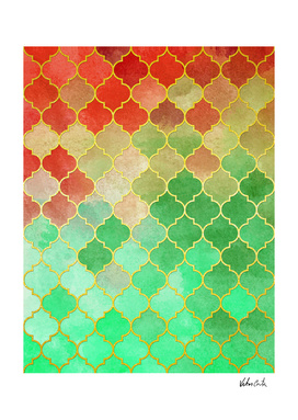 Golden Stained Glass Green and Red