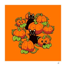 Cats and Pumpkins Kawaii Halloween