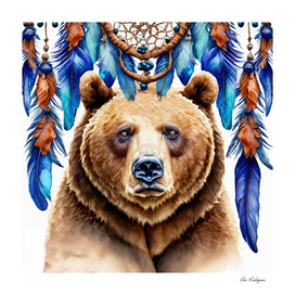 Bear With Dreamcatcher With Feathers