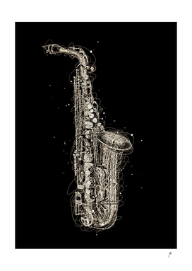 saxophone scribble art