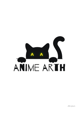 Anime Arth , original print ,black cat