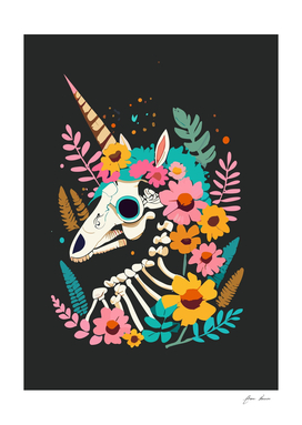 a floral unicorn skeleton illustration