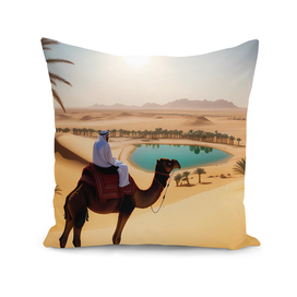 Bedouin on top of his beautiful camel.