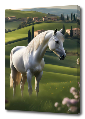 Horse in the fields of Tuscany