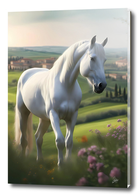 Horse in the fields of Tuscany