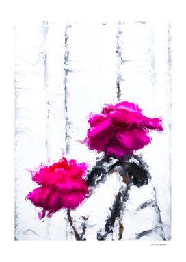 red roses with white wood background