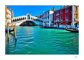 Venice view of Rialto Bridge and the Grand Canal