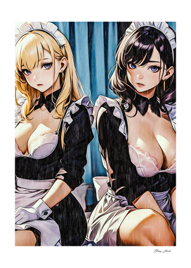 two anime maid girls