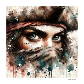Watercolor Pirate Woman #1