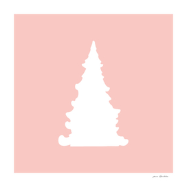 Pink Christmas tree minimalist silhouette background