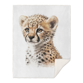 Baby Cheetah Aesthetic Watercolor Painting Portrait
