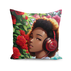 Afro girl listening to music