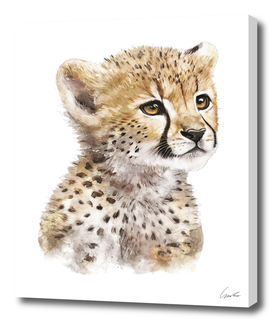 Baby Cheetah Art Watercolor Painting Portrait