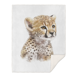 Baby Cheetah Art Watercolor Painting Portrait