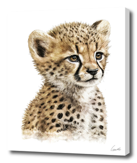 Baby Cheetah Watercolor Painting Portrait