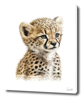 Baby Cheetah Watercolor Painting Portrait