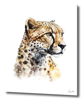 Cheetah Art Watercolor Painting Portrait