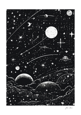 black and white Stencil constellation