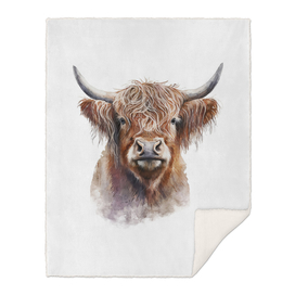 Highland Cow Watercolor Painting Portrait