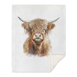 Majestic Highland Cow Watercolor Painting Portrait