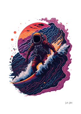 an astronaut surfing
