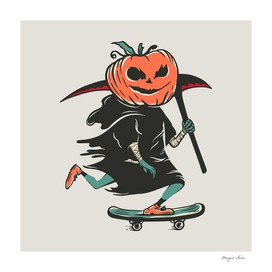 Halloween Grim Reaper Skateboarding