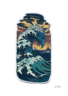 a Japanese dragon in the sea