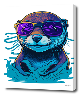 a cool otter with glasses