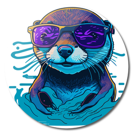 a cool otter with glasses