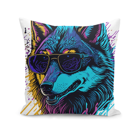 a cool wolf with glasses