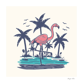 Chillin Flamingo on the Beach