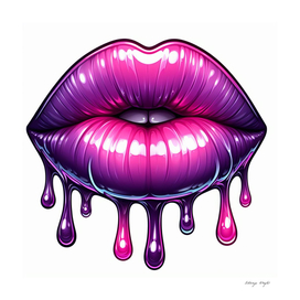 Plump lips drippy kiss