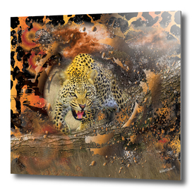 Leopard African Bush Theme 3D Collage