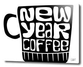 a cup with new year coffee typography
