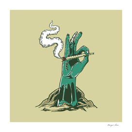 Marijuana in Zombie's Hand