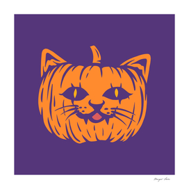 Scary Cat Pumpkin Halloween