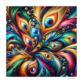Colorful Peacock Feathers, Abstract