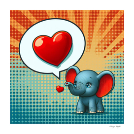 Tiny Elephant and a Heart, pop art
