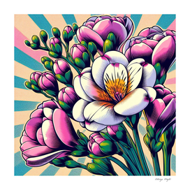 Freesia flower, Pop Art