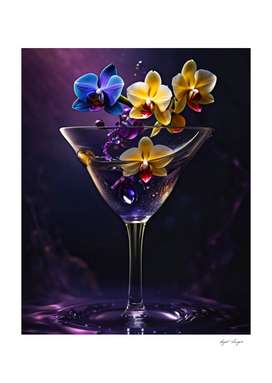 Purple Orchids in Glass with Magic Drops