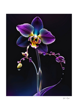 Purple Orchids in Glass with Magic Drops