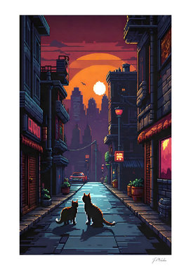 Pixel Art - City Cats (Night City)