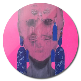 Pink abstracted face by Gela Mikava