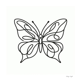 Butterfly, One line, Picasso style