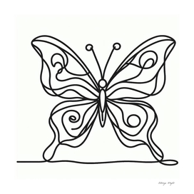 Butterfly, One line, Picasso style