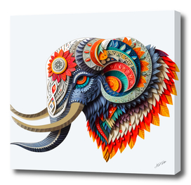Decorative Color Papercut of a Elephant