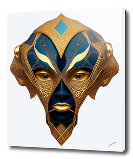 Alien Head in Gold and Blue -Graphic