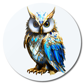 Crystal Owl in Gold, White and Blue