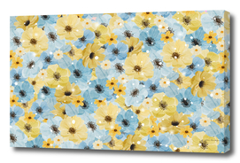 Blue and yellow flowers. Floral print