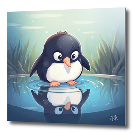 Penguin at the pond